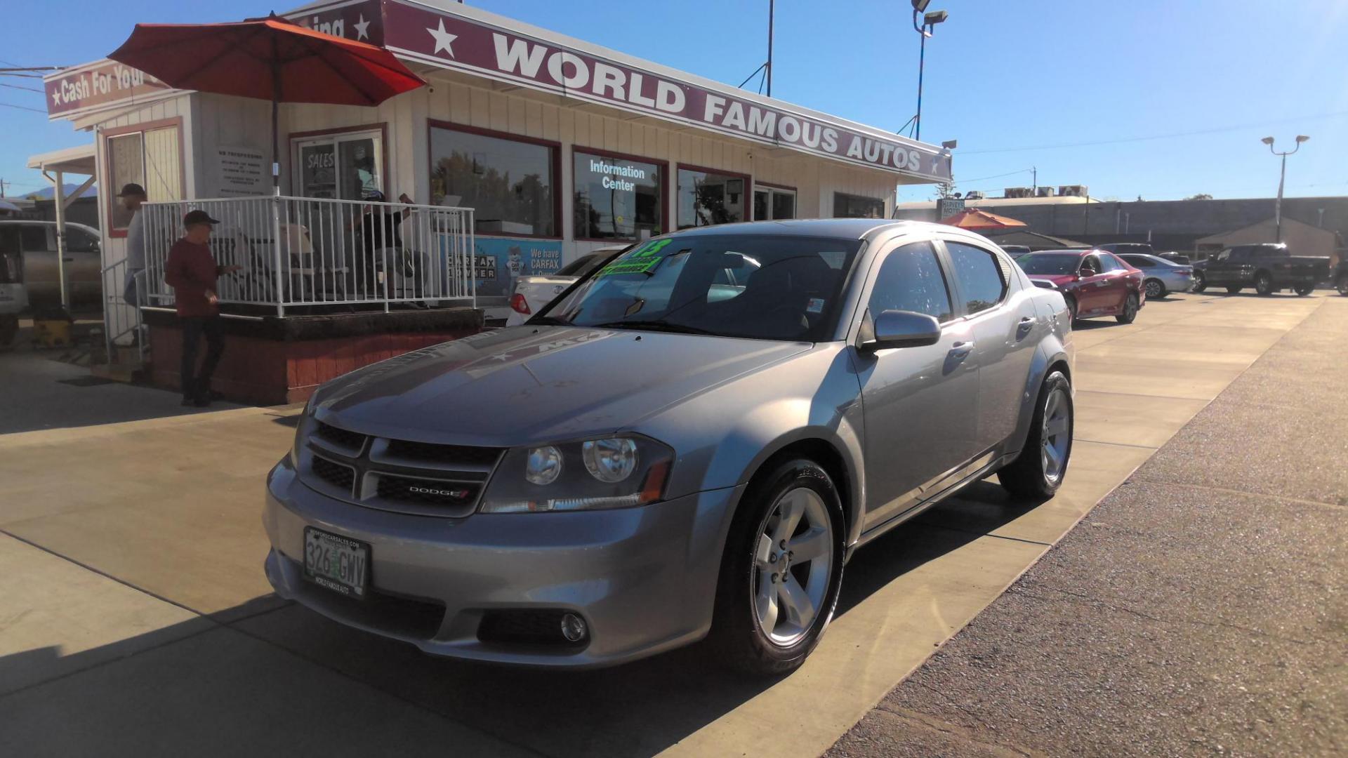 2013 SILVER Dodge Avenger SXT (1C3CDZCB9DN) with an 2.4L L4 DOHC 16V engine, 6-Speed Automatic transmission, located at 502 S. Riverside Avenue, Medford, OR, 97501, (541) 773-3136, 42.322803, -122.867477 - Photo#0