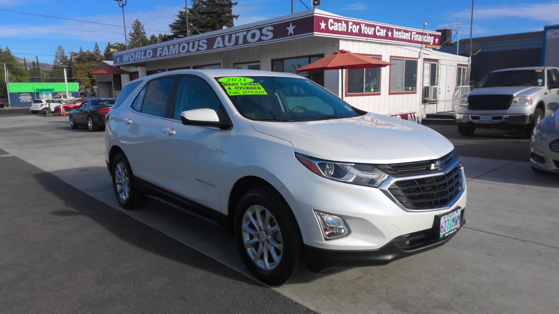 2021 WHITE Chevrolet Equinox LT AWD (3GNAXUEV9MS) with an 1.5L L4 DOHC 16V TURBO engine, 6A transmission, located at 502 S. Riverside Avenue, Medford, OR, 97501, (541) 773-3136, 42.322803, -122.867477 - Photo#1