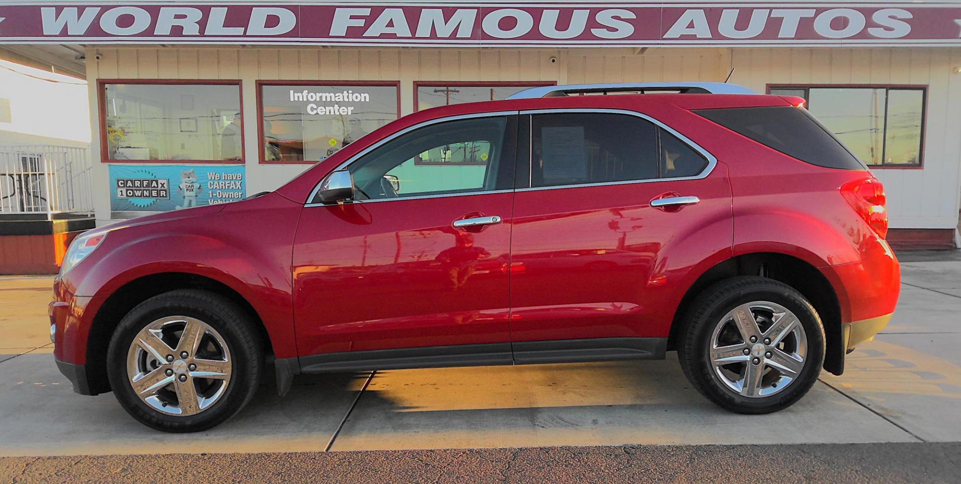 2015 MAROON Chevrolet Equinox LTZ AWD (2GNFLHEKXF6) with an 2.4L L4 DOHC 16V FFV engine, 6-Speed Automatic transmission, located at 502 S. Riverside Avenue, Medford, OR, 97501, (541) 773-3136, 42.322803, -122.867477 - Photo#0