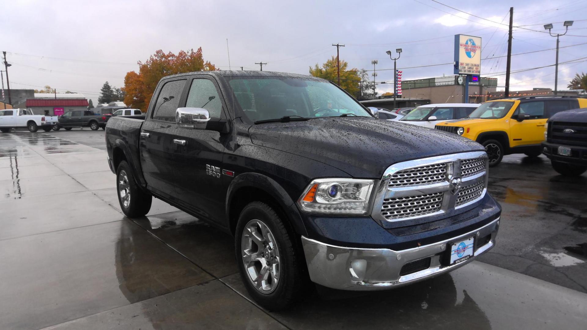 2017 BLUE RAM 1500 Laramie Crew Cab SWB 4WD (1C6RR7NM8HS) with an 3.0L V6 DIESEL engine, 8A transmission, located at 502 S. Riverside Avenue, Medford, OR, 97501, (541) 773-3136, 42.322803, -122.867477 - Photo#1