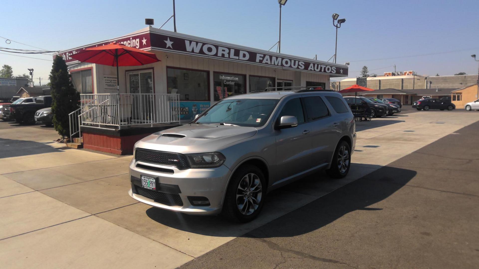 2019 GRAY /Black Dodge Durango R/T AWD (1C4SDJCT1KC) with an 5.7L V8 OHV 16V engine, 8A transmission, located at 502 S. Riverside Avenue, Medford, OR, 97501, (541) 773-3136, 42.322803, -122.867477 - This powerhouse of an SUV with the 5.7L V8 HEMI is the R/T Dodge Durango, with Sport tuning & suspension, 20" wheels, real-load leveling, and selectable steering modes - plus comfort features like heated seats, Alpine stereo system, power memory seats, and roof rails w/ crossbars. - Photo#0