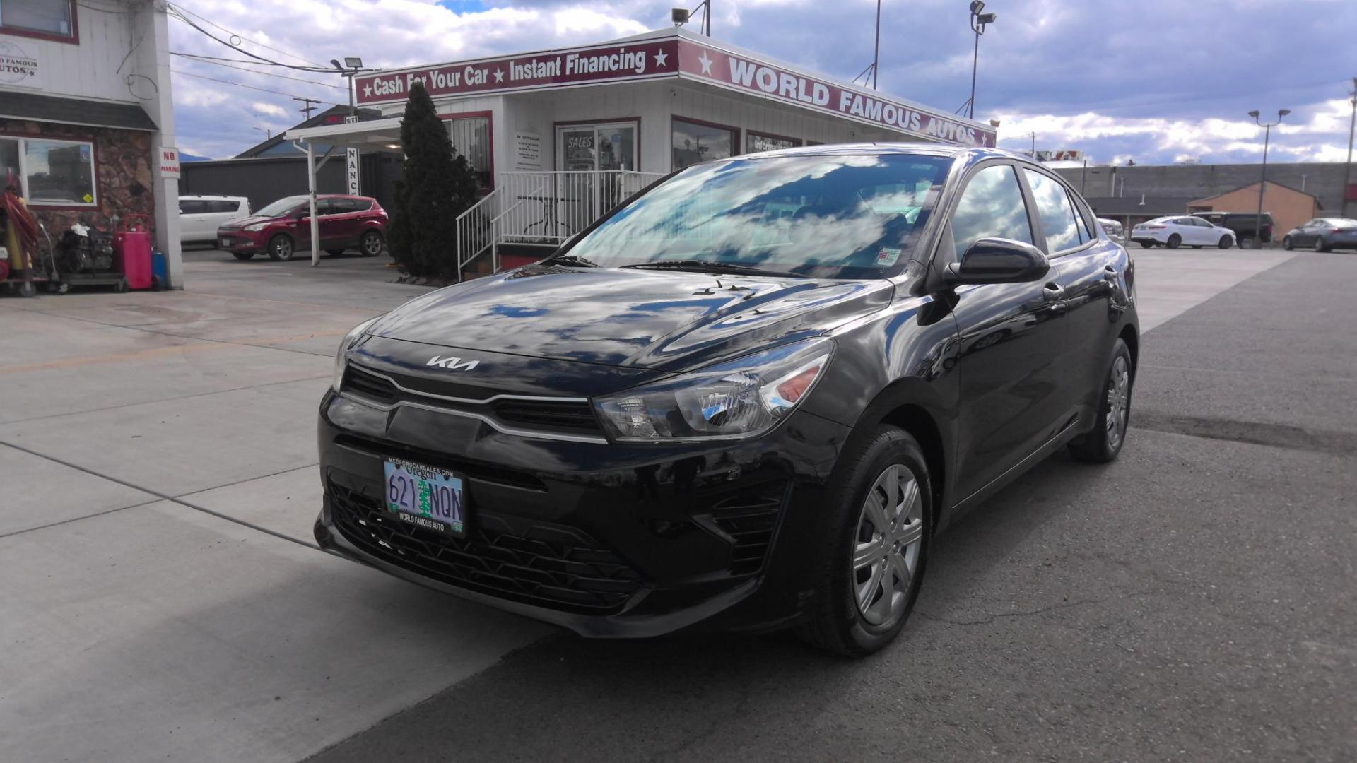 2022 BLACK Kia Rio LX (3KPA24ADXNE) with an 1.6L L4 DOHC 16V engine, 6A transmission, located at 502 S. Riverside Avenue, Medford, OR, 97501, (541) 773-3136, 42.322803, -122.867477 - Photo#0