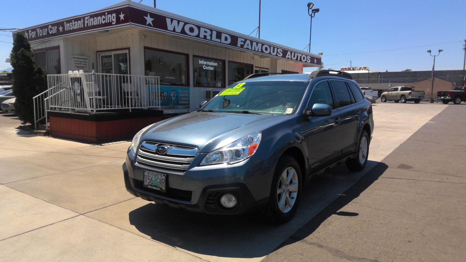 2013 BLUE Subaru Outback 2.5I Premium (4S4BRBCC2D1) with an 2.5L H4 DOHC 16V engine, located at 502 S. Riverside Avenue, Medford, OR, 97501, (541) 773-3136, 42.322803, -122.867477 - Photo#0