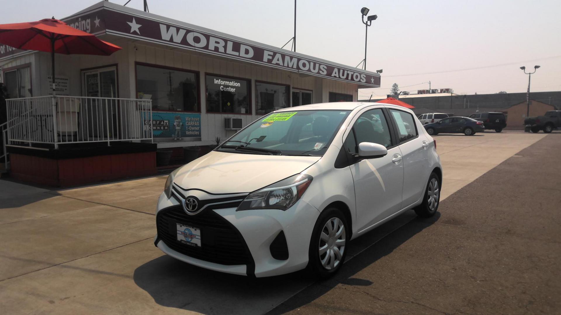 2015 WHITE Toyota Yaris LE 5-Door AT (VNKKTUD3XFA) with an 1.5L L4 DOHC 16V engine, 4-Speed Automatic transmission, located at 502 S. Riverside Avenue, Medford, OR, 97501, (541) 773-3136, 42.322803, -122.867477 - Photo#0