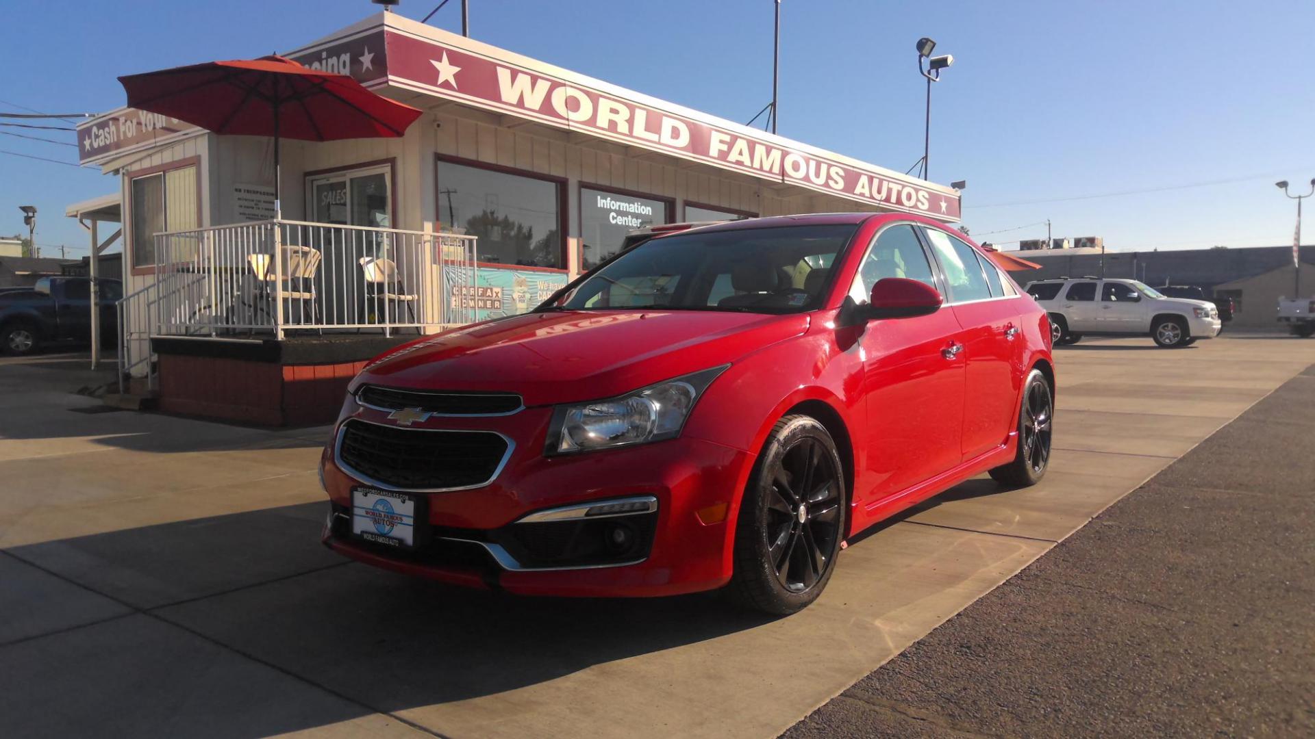 2015 RED Chevrolet Cruze LTZ Auto (1G1PG5SB1F7) with an 1.4L L4 DOHC 16V TURBO engine, 6-Speed Automatic transmission, located at 502 S. Riverside Avenue, Medford, OR, 97501, (541) 773-3136, 42.322803, -122.867477 - Photo#0