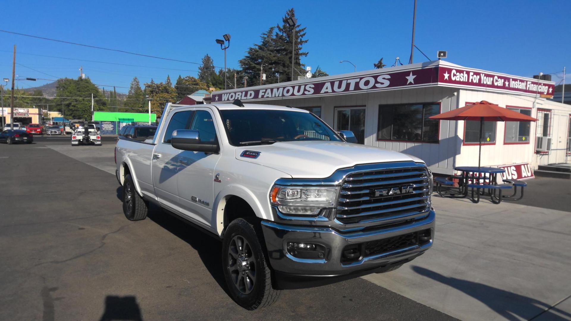 2019 WHITE RAM 3500 Longhorn Crew Cab LWB 4WD (3C63R3KL7KG) with an 6.7L L6 OHV 24V TURBO DIESEL engine, 6A transmission, located at 502 S. Riverside Avenue, Medford, OR, 97501, (541) 773-3136, 42.322803, -122.867477 - Photo#0