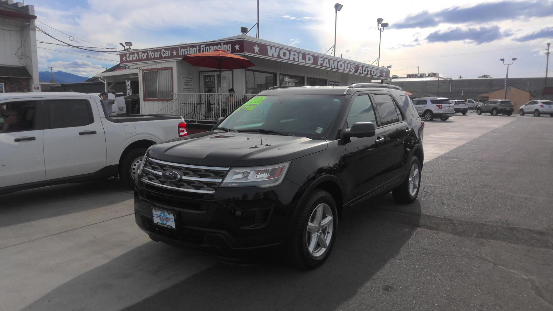 2018 BLACK Ford Explorer Base 4WD (1FM5K8BH7JG) with an 2.3L L4 DOHC 16V engine, 6A transmission, located at 502 S. Riverside Avenue, Medford, OR, 97501, (541) 773-3136, 42.322803, -122.867477 - Photo#0