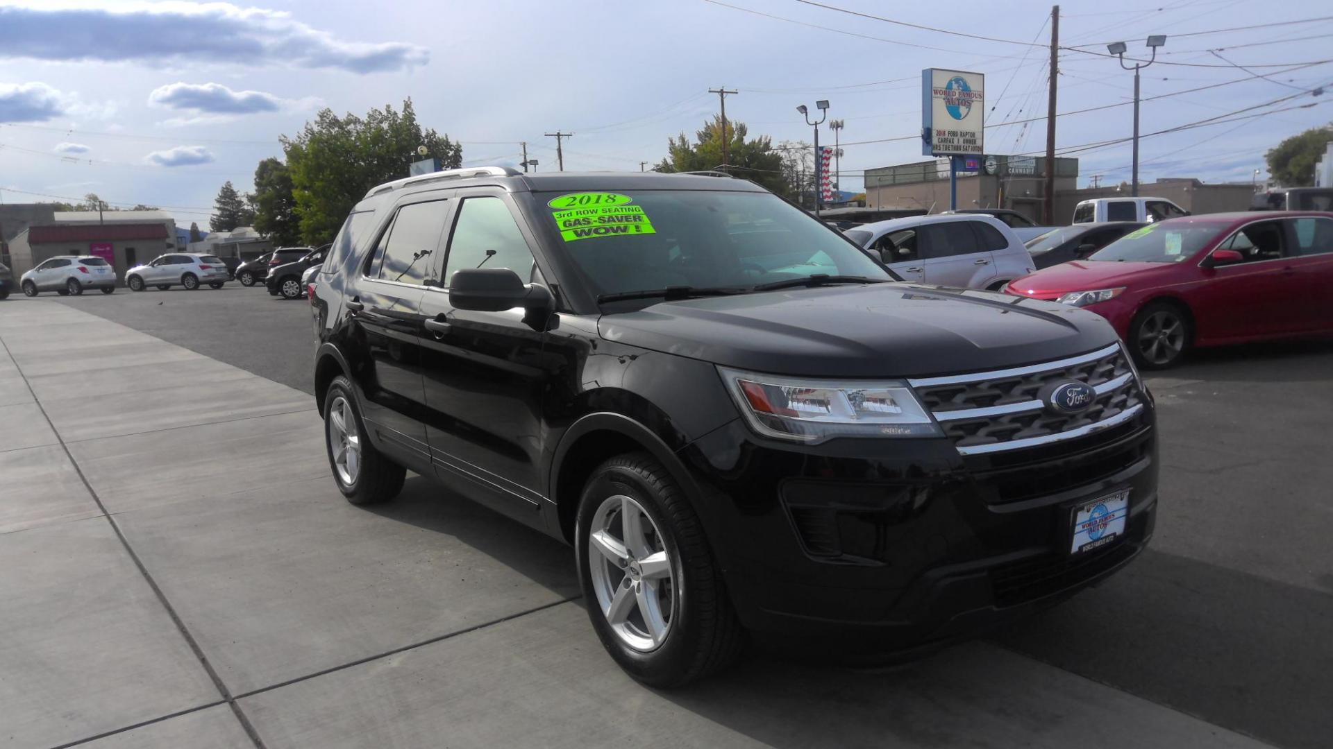 2018 BLACK Ford Explorer Base 4WD (1FM5K8BH7JG) with an 2.3L L4 DOHC 16V engine, 6A transmission, located at 502 S. Riverside Avenue, Medford, OR, 97501, (541) 773-3136, 42.322803, -122.867477 - Photo#1