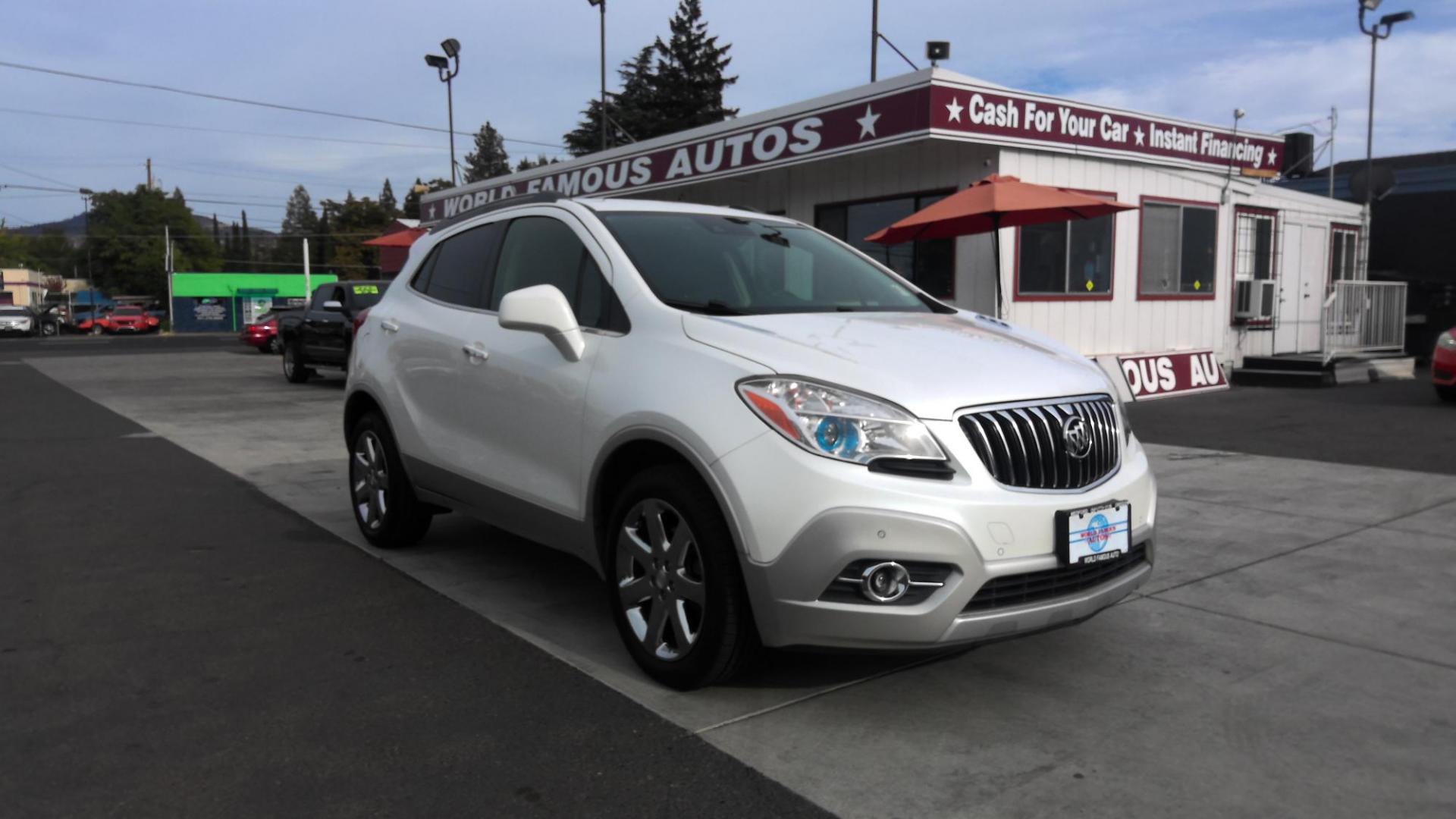 2013 WHITE Buick Encore Premium AWD (KL4CJHSB6DB) with an 1.4L L4 DOHC 16V TURBO engine, 6-Speed Automatic transmission, located at 502 S. Riverside Avenue, Medford, OR, 97501, (541) 773-3136, 42.322803, -122.867477 - Photo#0